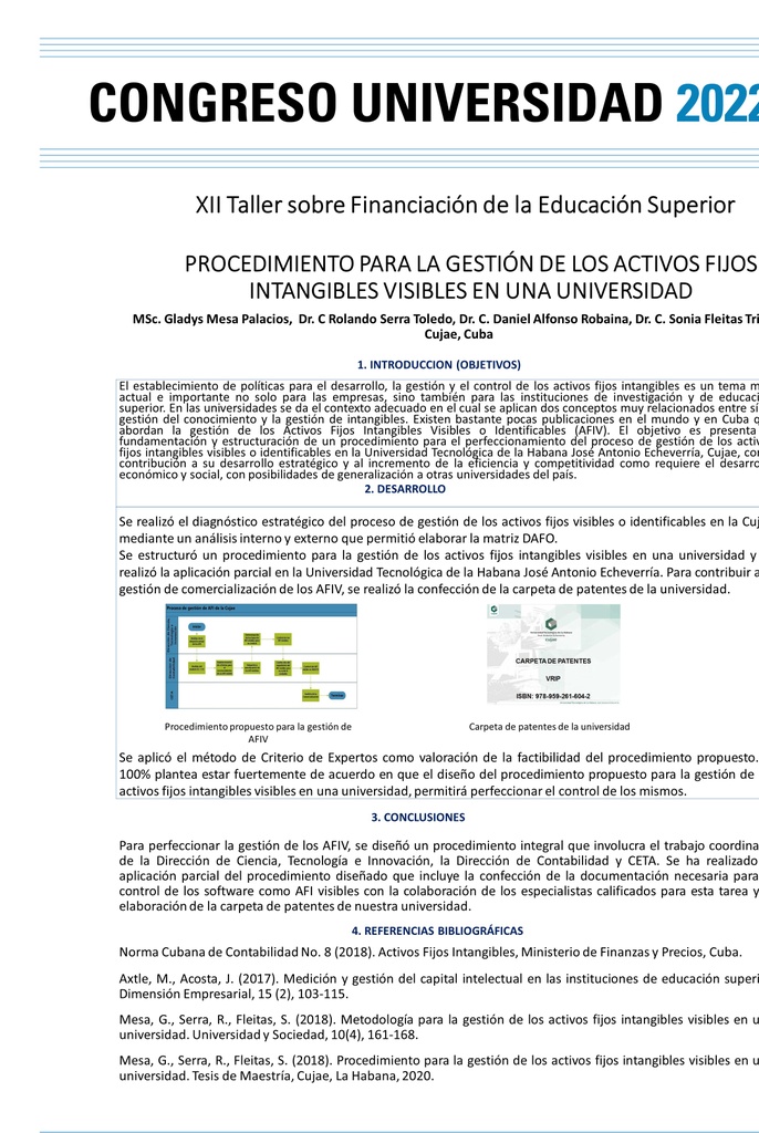 FIN-001 PROCEDIMIENTO PARA LA GESTIÓN DE LOS ACTIVOS FIJOS INTANGIBLES VISIBLES EN UNA UNIVERSIDAD