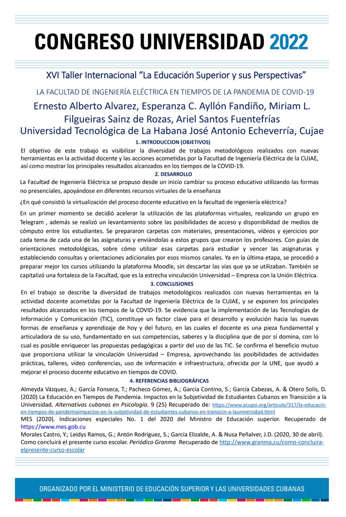 PER-044. Educación Superior: reflexiones filosófico-epistemológicas a propósito de la tecnología y la interdisciplinariedad