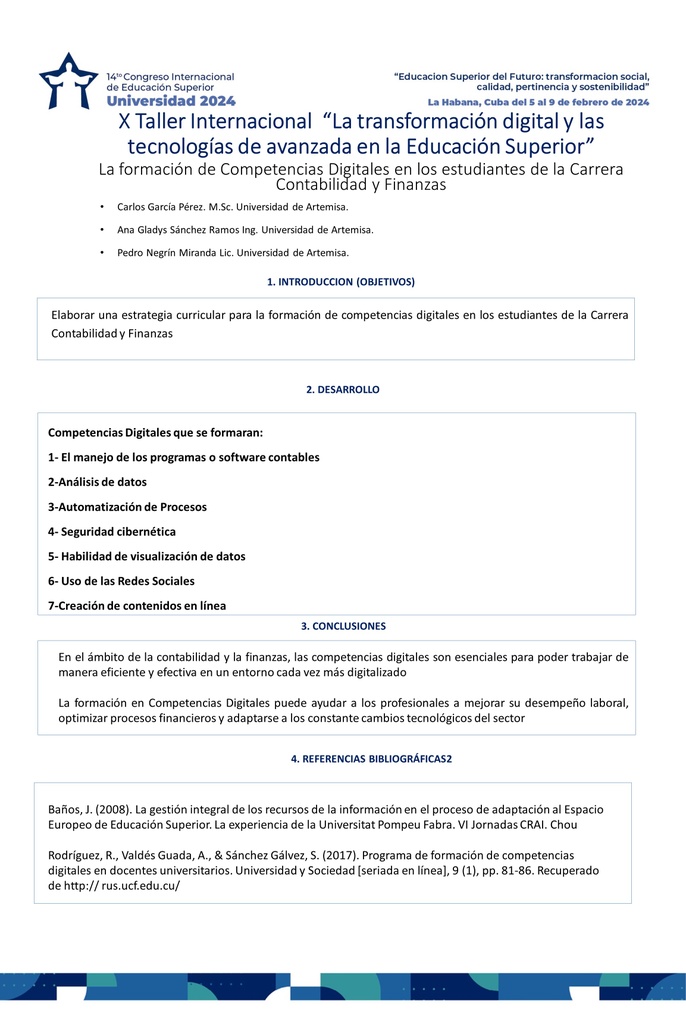 VIR-152 La formación de competencias digitales en los estudiantes de la carrera contabilidad y  finanzas